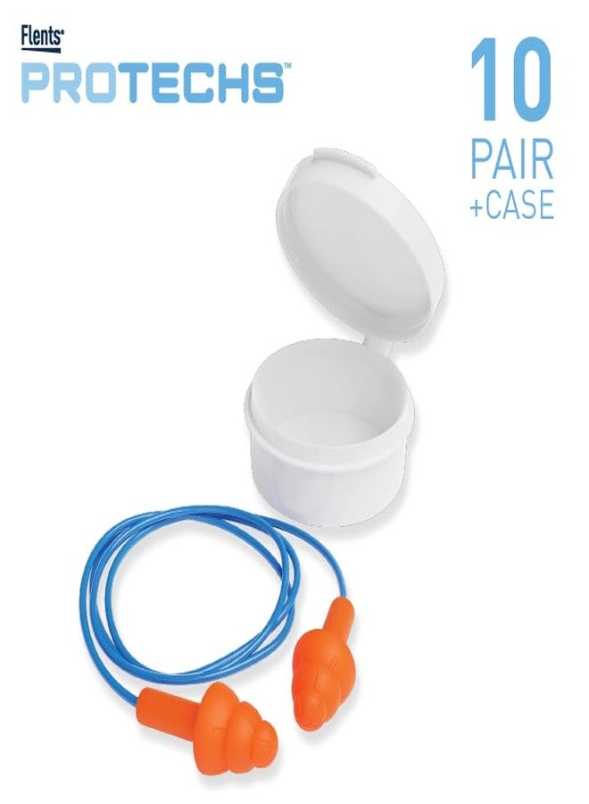 Flents Corded Ear Plugs with 1 Reusable Case, 10 Pair for Sleeping, Snoring, Loud Noise, Traveling, Concerts, Construction, & Studying, Noise Reduction and Comfort, Contour to Ears, Orange, NRR 26 - Image 2